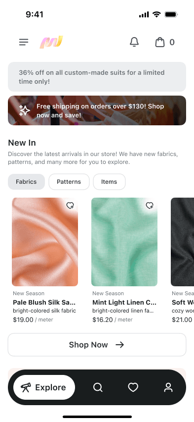 Fashion App Screens - Explore Screen